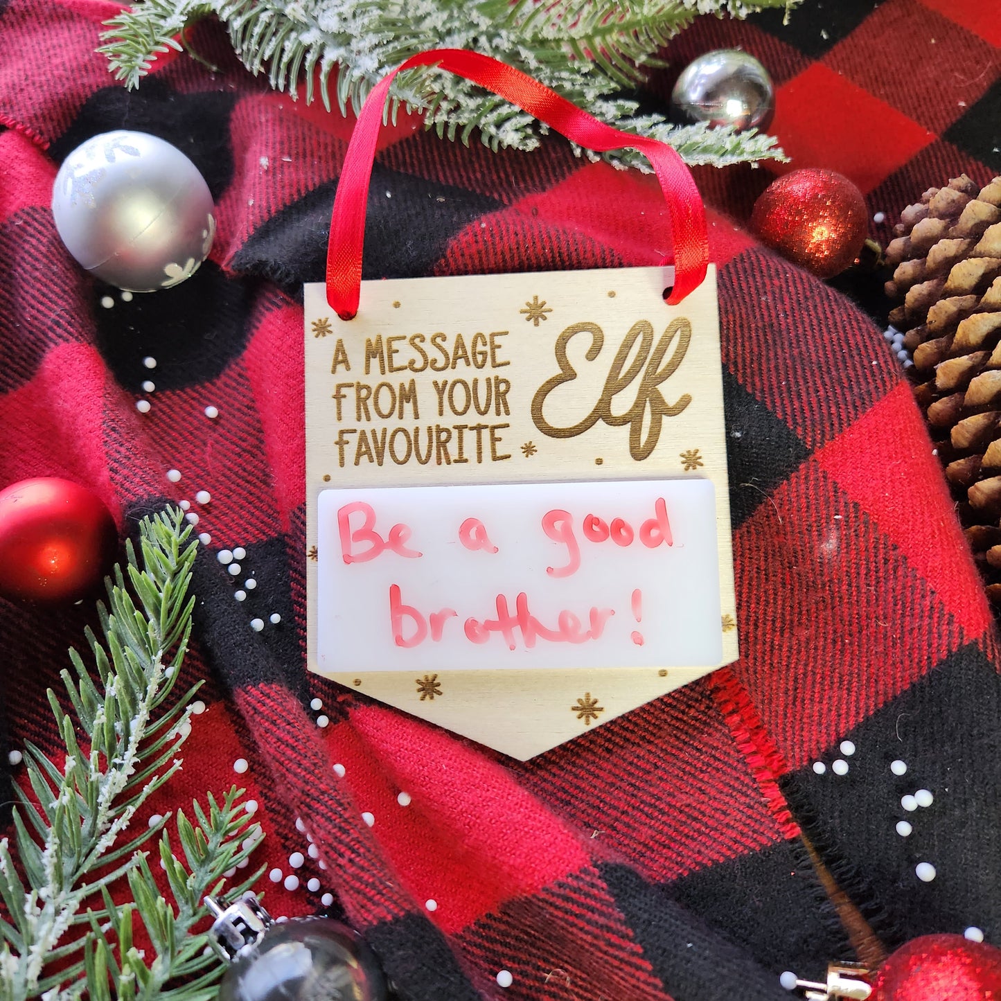 Elf White Board Message Ornament