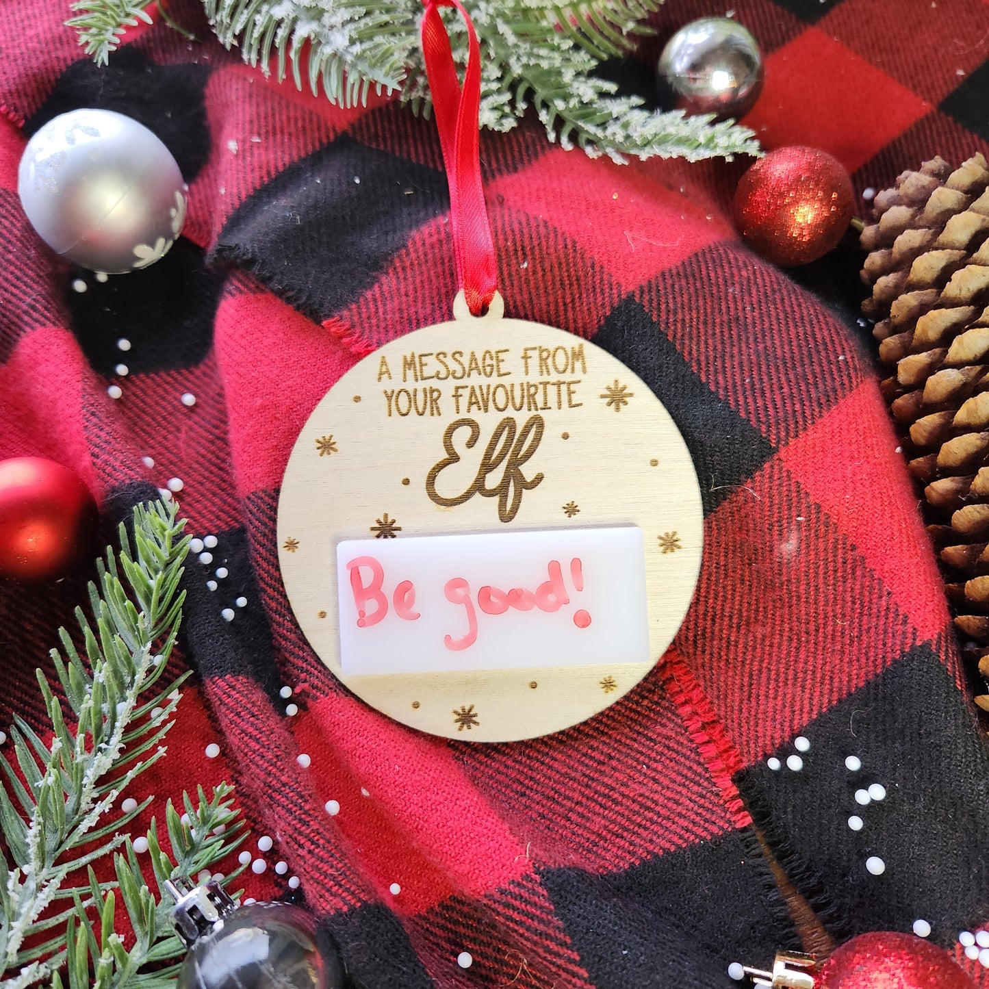 Elf White Board Message Ornament