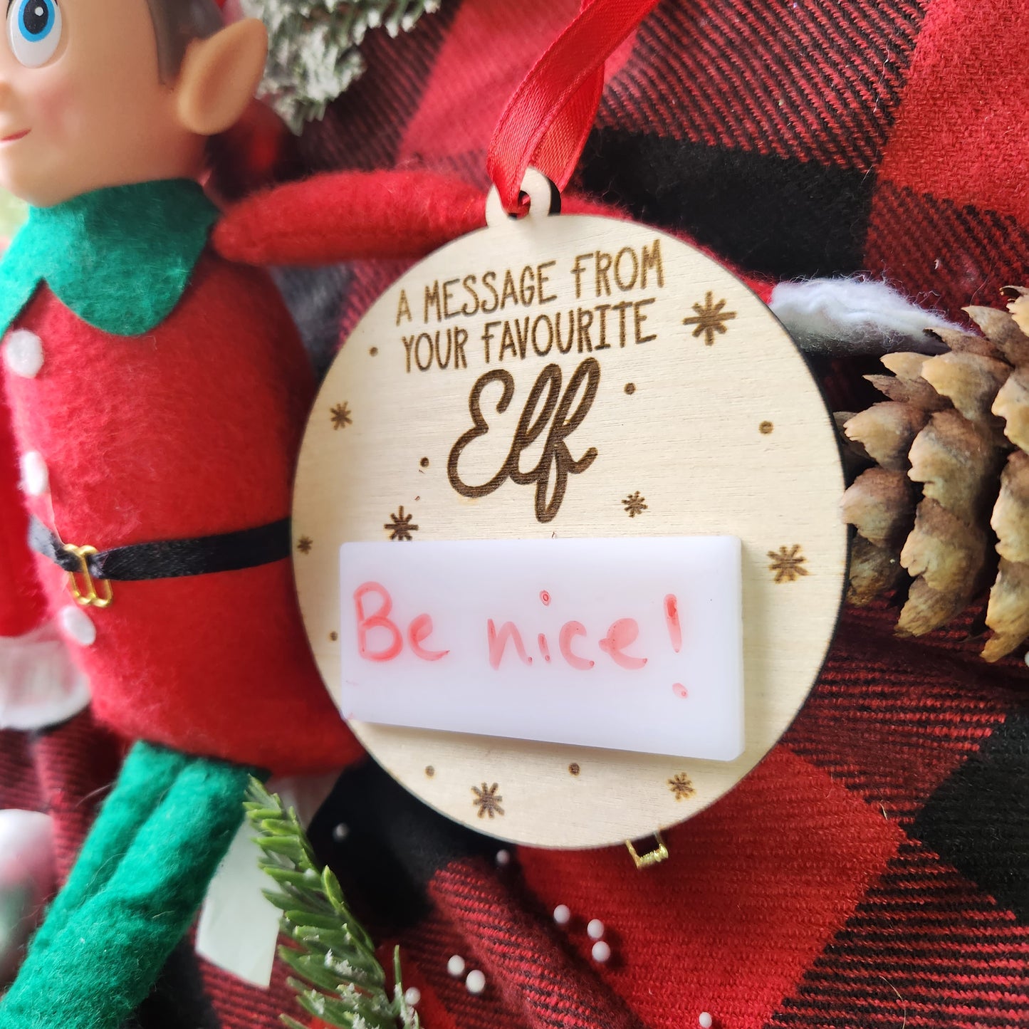 Elf White Board Message Ornament