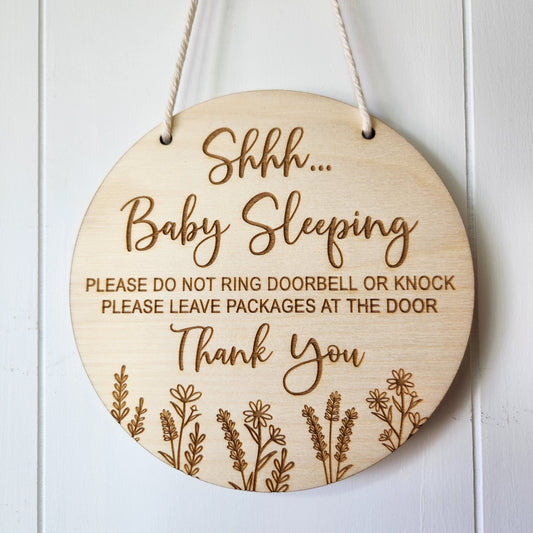 Shh Door Sign - Sleeping Baby - Do Not Knock Sign