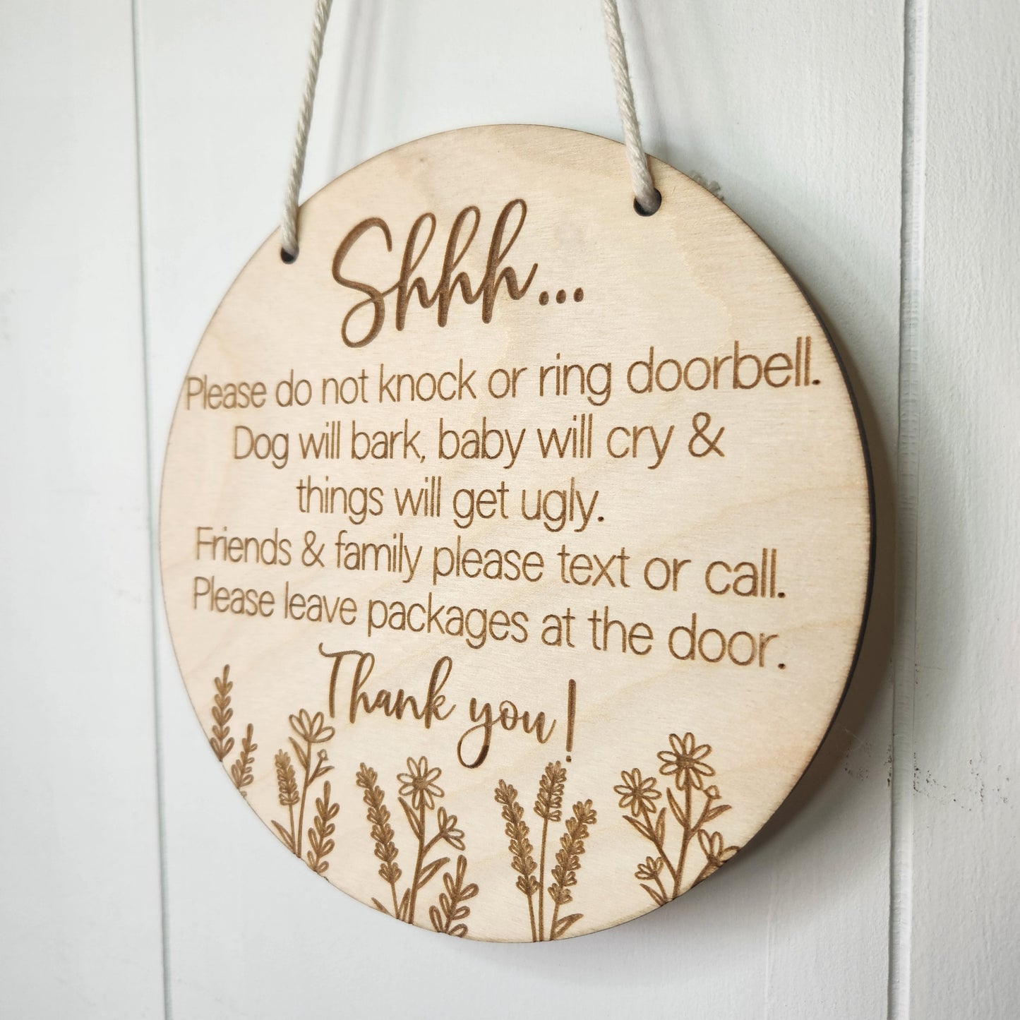 Shh Door Sign - Sleeping Baby - Do Not Knock Sign