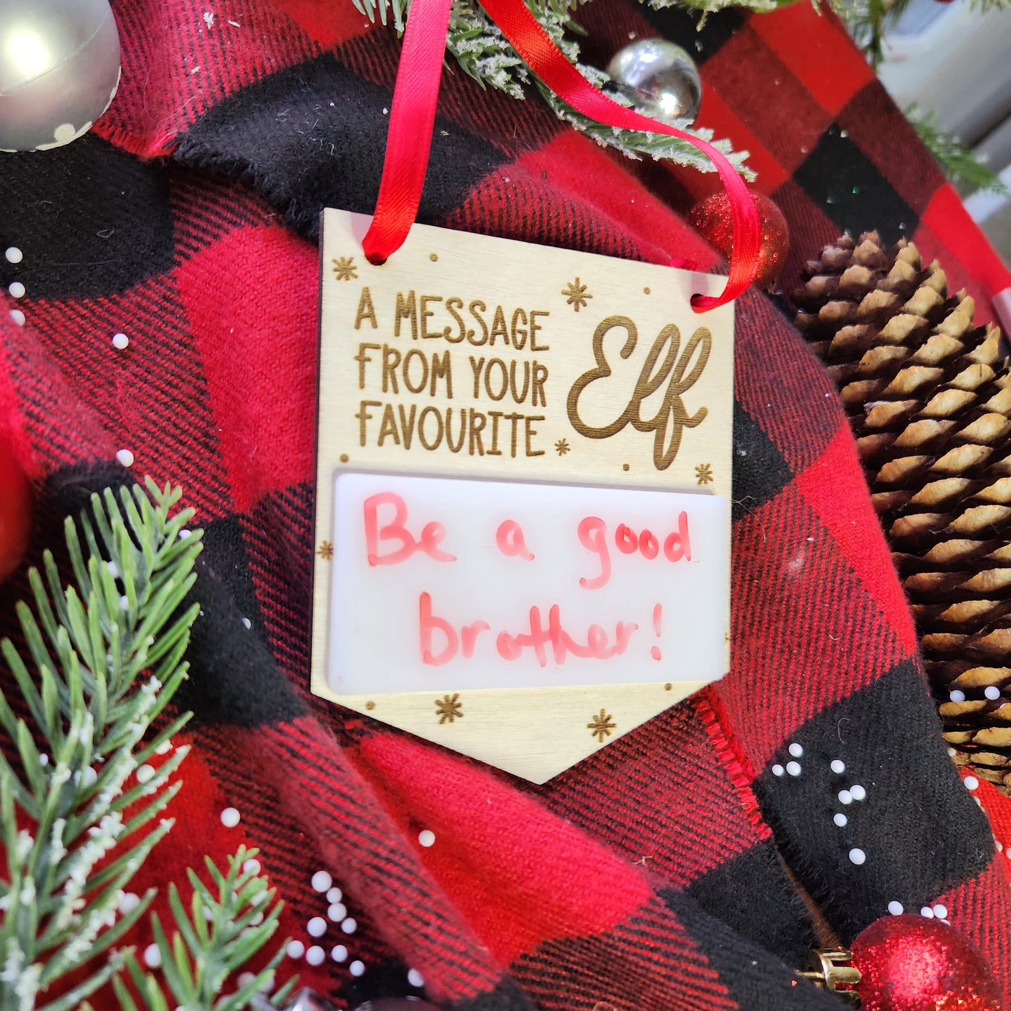 Elf White Board Message Ornament