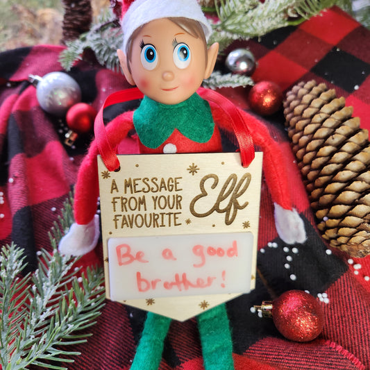 Elf White Board Message Ornament