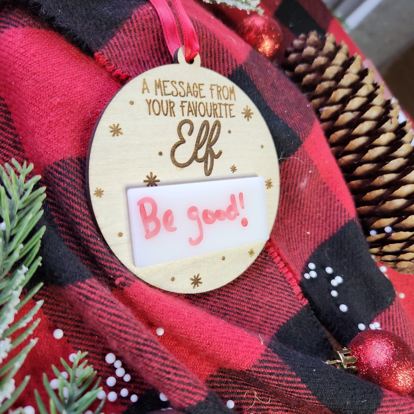 Elf White Board Message Ornament